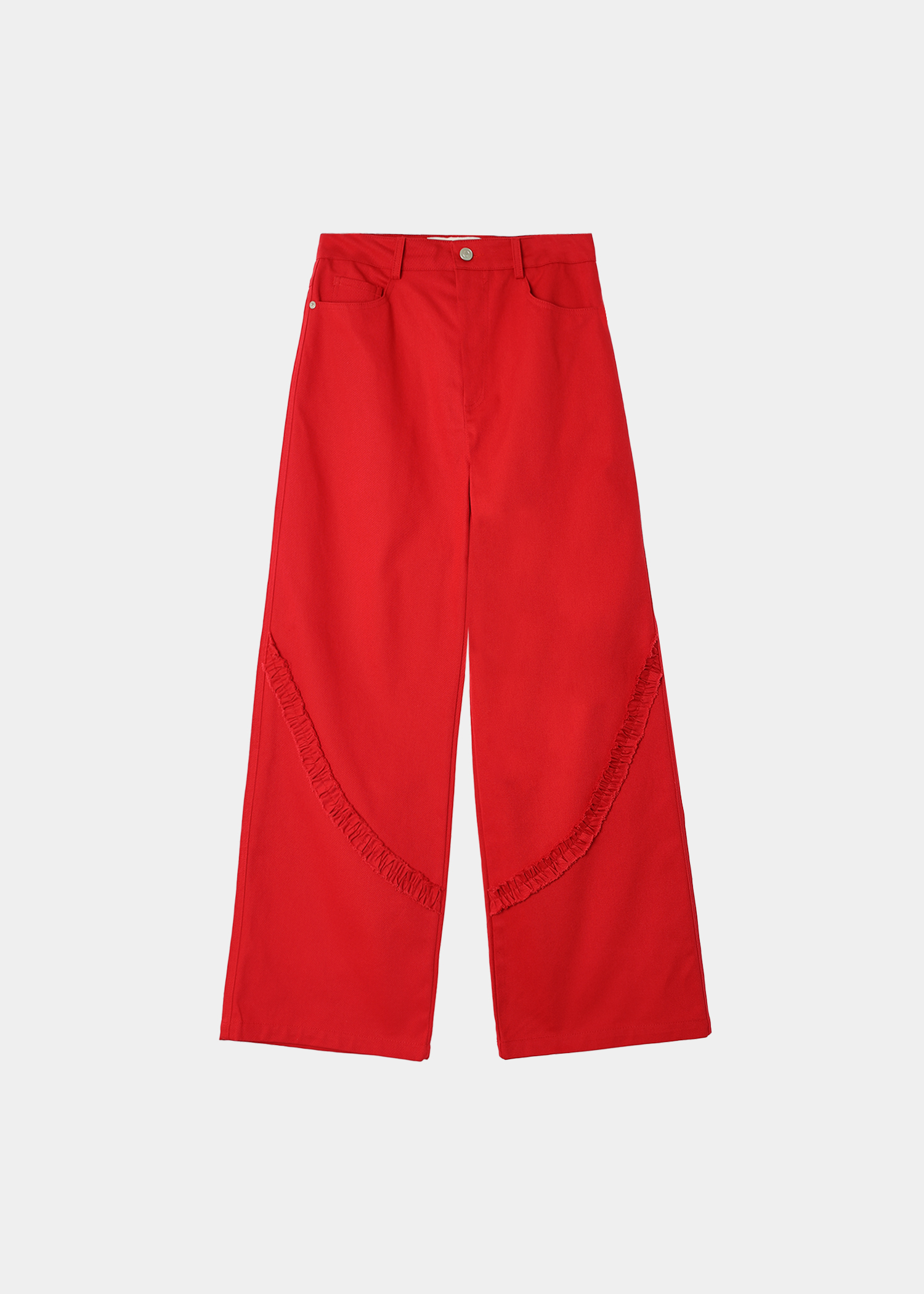 COTTON LACE WIDE PANTS - RED