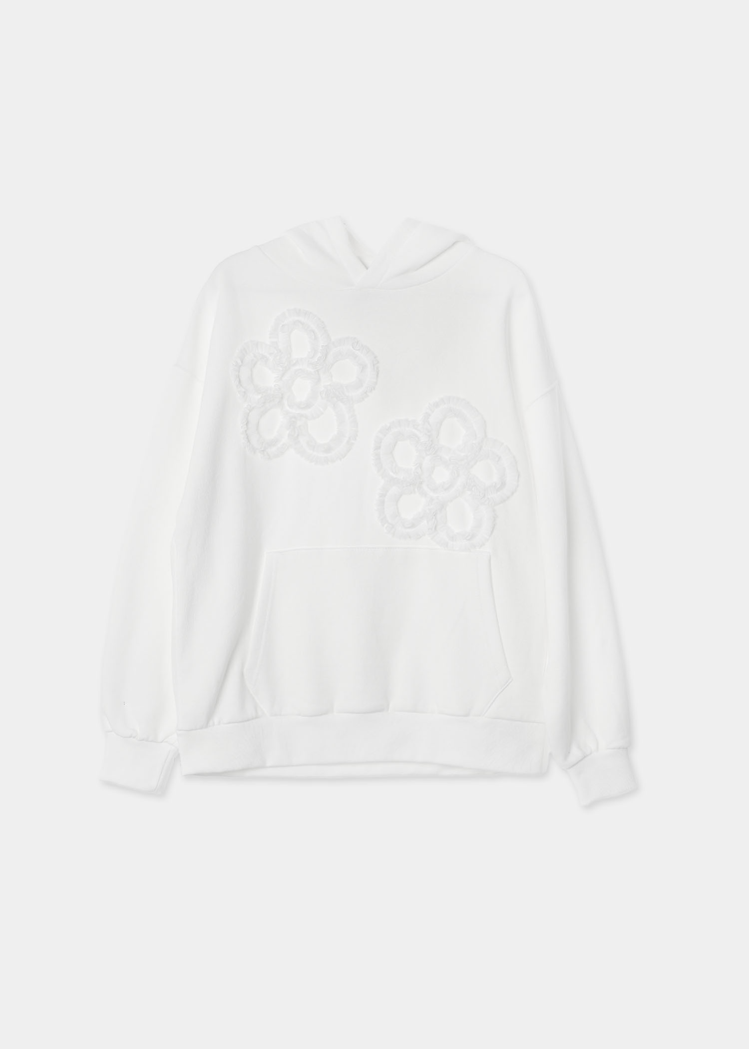 FLOWER LACE HOODIE - WHITE
